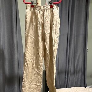 Jones New York tan/Cream linen blend pants